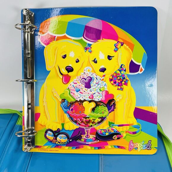 VTG Lisa Frank 3 Ring Zippered Binder Casey & Candy Ice Cream Sundae Lab Puppy - Picture 12 of 16
